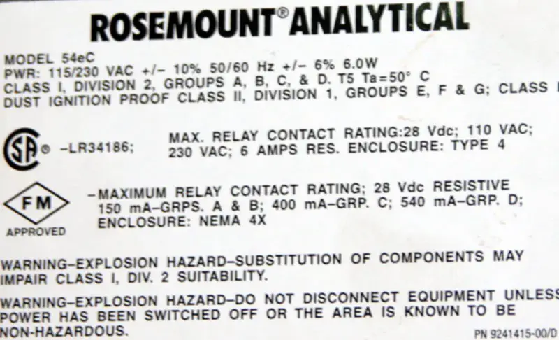 Rosemount 54EC-01-09