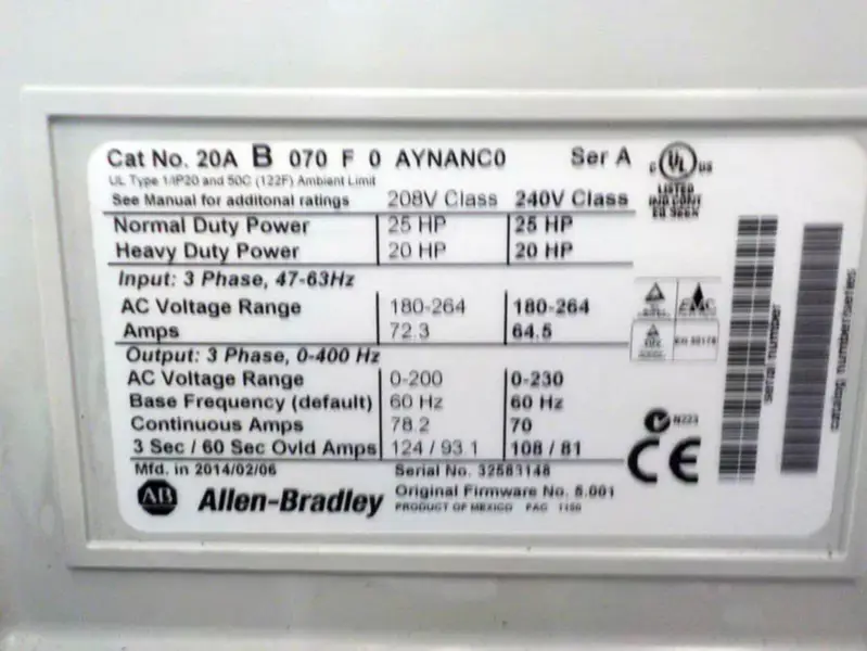 Allen-Bradley 20AB070F0AYNANC0