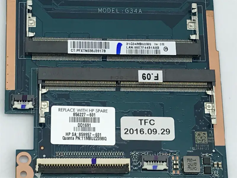 Základní deska HP 856227-001 856227-501 856227-601 I7-6500U 940MX 2GB DAG34AMB6D0