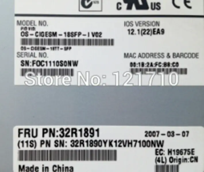 IBM Gigabit Ethernet Switch 4-Port Module 32R1891 32R1890 OS-CIGESM-18SFP-I V02 pro průmyslové základní desky bladecenter