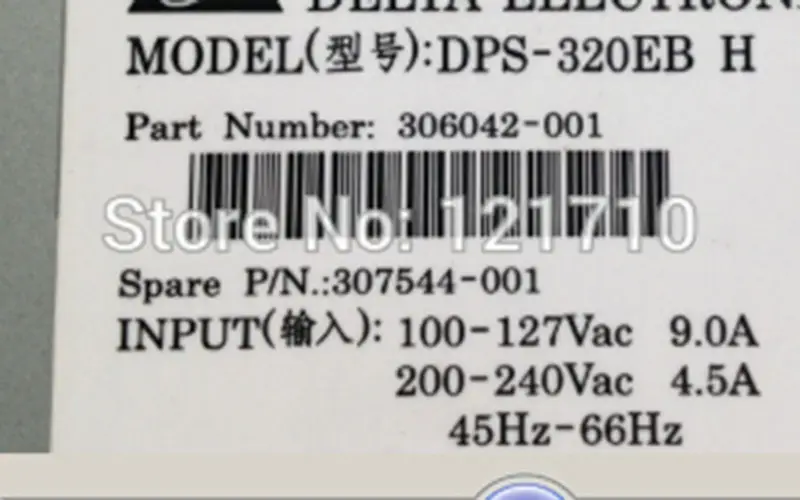 Napájecí zdroj HP DPS-320EB H 306042-001 307544-001 pro průmyslovou základní desku pracovní stanice xw5000