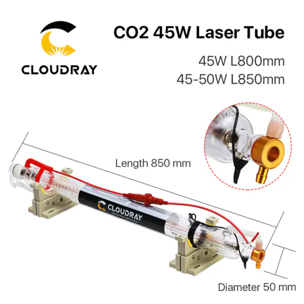 Co2 Glass Laser Tube Pipe Dia.50mm 55mm 800MM 850MM 45-50W Glass Laser Lamp pro CO2 laserové gravírování řezací stroj