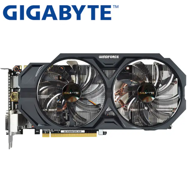 GIGABYTE Grafická karta GTX 760 2GB 256Bit GDDR5 Grafické karty pro nVIDIA Geforce VGA Cards GTX760 Dvi Hdmi game Used