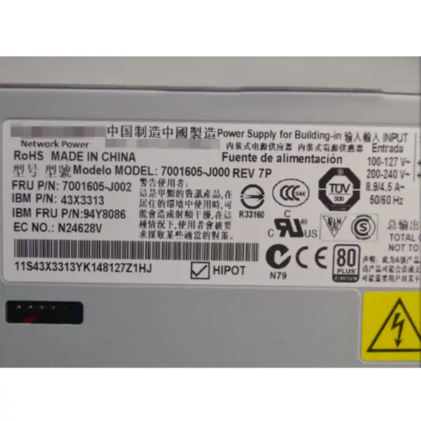 750W 94Y8086 43X3313 Pro serverový zdroj IBM X3650M4 X3550M4