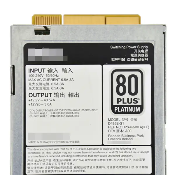 Pro Dell R730/R630/R730XD/T630 495W napájecí zdroj 9338D E495E-S1