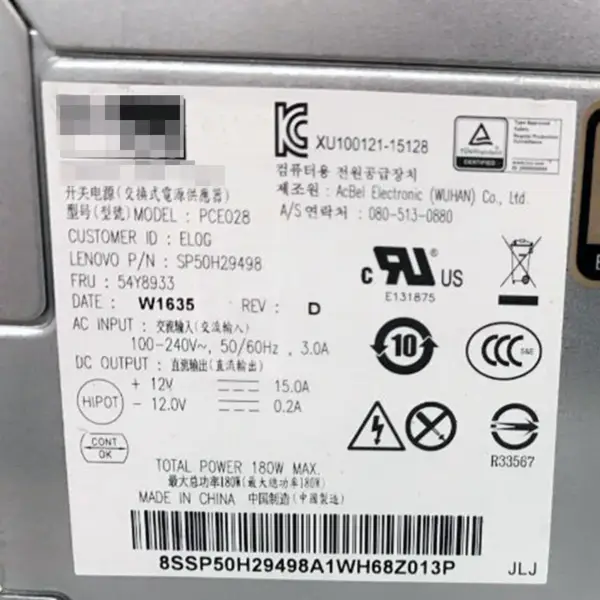 Pro počítačový zdroj Lenovo HK280-23PP PA-2181-1 PCE027 HK280-21P 180W