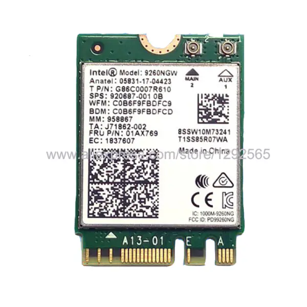 Intel 9462NGW 2.4G&5G dual band 433M 802.11AGN,AC 300Mbps interní bezdrátová wifi síťová karta 5.0 bluetooth NGFF/M.2 rozhraní
