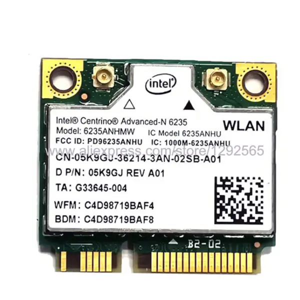 Bezdrátová síťová karta Intel Dual Band 2.4G+5G Wireless-N 7265 7265NGW AN 300Mb/s s rozhraním bluetooth 4.0 NGFF/M.2