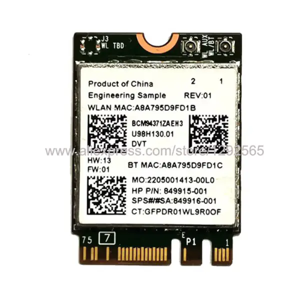 HSTNN-QR03 300Mbps 802.11a/g,802.11n 2.4G & 5G+Bluetooth 4.0 Mini PCI-E bezdrátová síťová karta pro HP ELITEPAD 900 SPS 691921-001