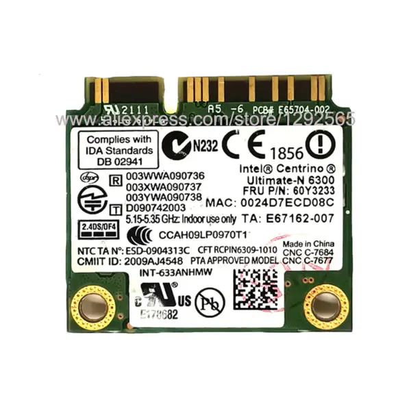 Originální bezdrátová síťová karta Ralink RT3092 300Mbps Mini PCI-E 2.4G 802.11 b/g/n pro notebook Dell Dell Toshiba ASUS Acer Shenzhou