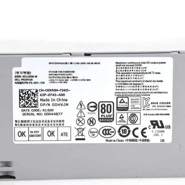 Pro DELL OptiPlex 3040 5040 7040SFF Napájecí zdroj 240w B240AM-00 AC240AS-02 HU240AM-00, HU240AS-00, H240AM-02, D240EP N-00