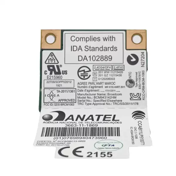 Síťová karta Intel Dual Band Wireless-AC 3165 3165NGW BT4.2 300Mbps FRU 00JT497 pro Lenovo E460 E560 C20-00 FLEX 3-1580 B51-80