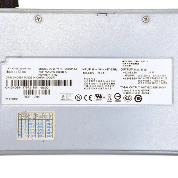 Pro napájecí zdroj DELL PE1900 ND444 ND591 7001209-Y000 Z800P-00 ND444 ND591 800W