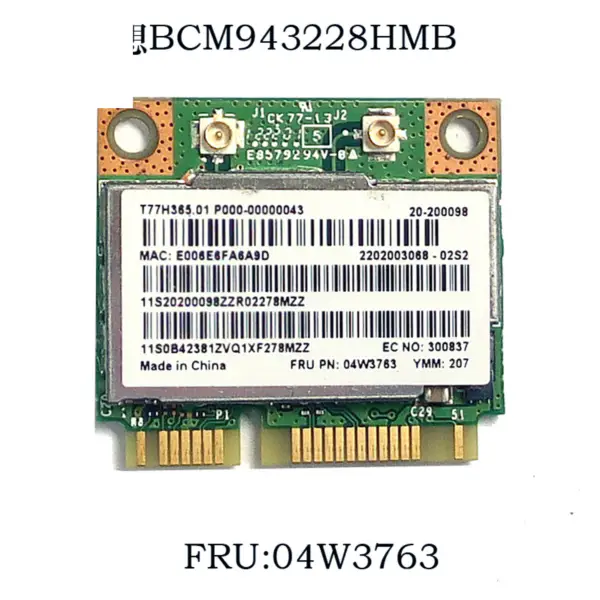 Bezdrátová karta Broadcom BCM94312MCG 54Mb/s Mini PCI-E 2.4G&5G 802.11b/g/n Síťová karta pro HP 4411S 4321S DV6 SPS 582562-002