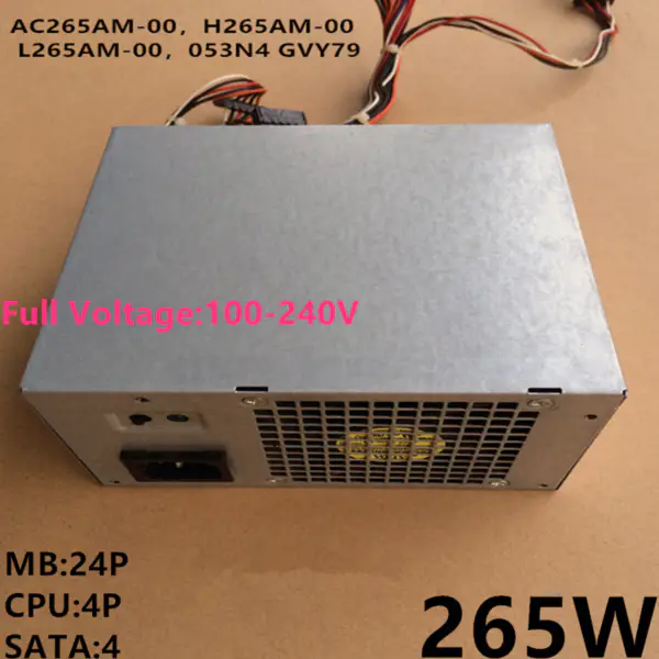 Zdroj napájení pro Dell 390 790 990 9010MT T1600 7010 3010 265W napájecí zdroj AC265AM-00 H265AM-00 L265AM-00 L265EM-00 GVY79
