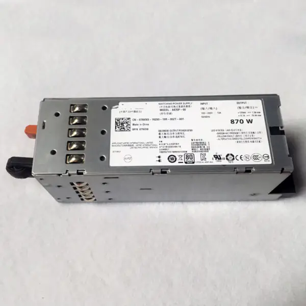 R710 T610 Napájecí zdroj 870W YFG1C 7NVX8 A870P-00 N870P-S0 NPS-885AB A Redundantní napájecí zdroj s funkcí Hot-Plug