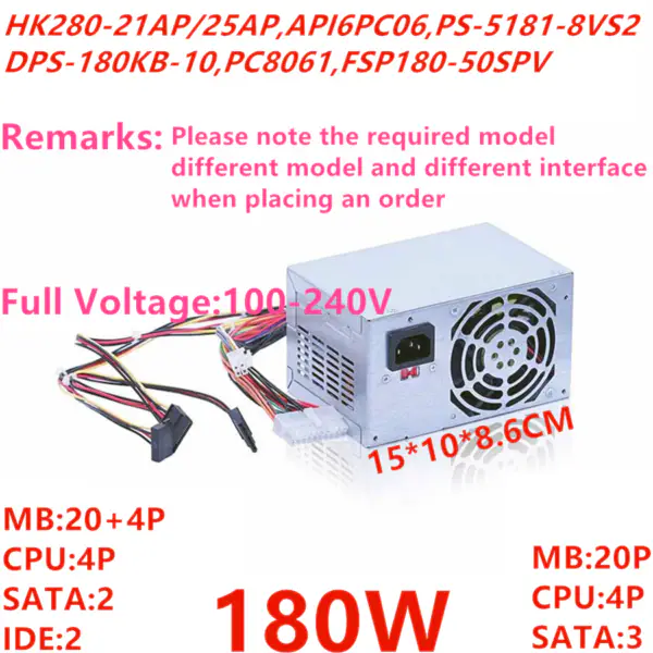 Zdroj napájení pro Lenovo BTX 5050 530 180W napájecí zdroj HK280-21AP HK280-25AP PS-5181-8VS2 DPS-180KB-10A PC8061 FSP180-50SPV