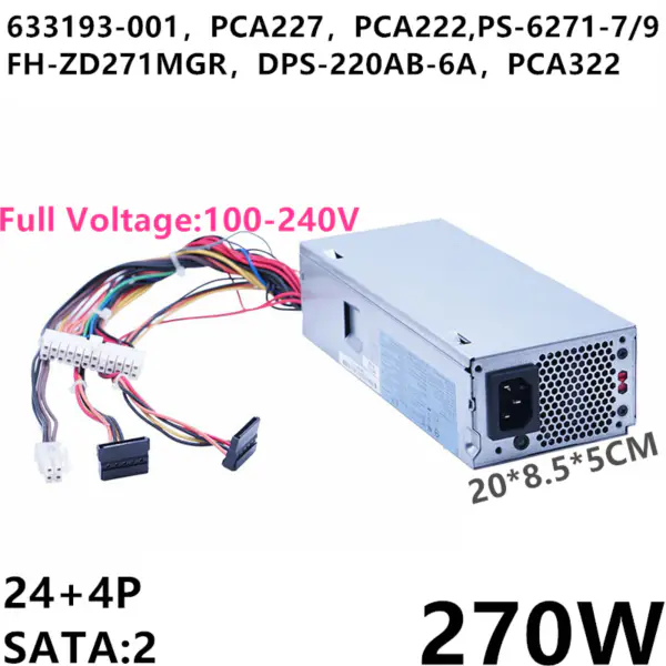 Napájecí zdroj pro HP S5 Pro S3330 Pavilion S400 270W Napájecí zdroj PCA227 PCA322 PS-6271-7/9 FH-ZD271MGR DPS-220AB-6A PCA222