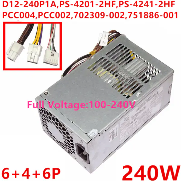 Napájecí zdroj pro HP ProDesk 600 800 G1 6pinový 240W napájecí zdroj D12-240P1A D12-240P2A PS-4201-2HF PS-4241-2HF PCC004 PCC002