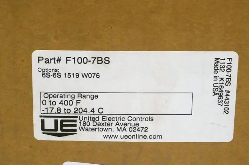 UNITED ELECTRIC F100-7BS