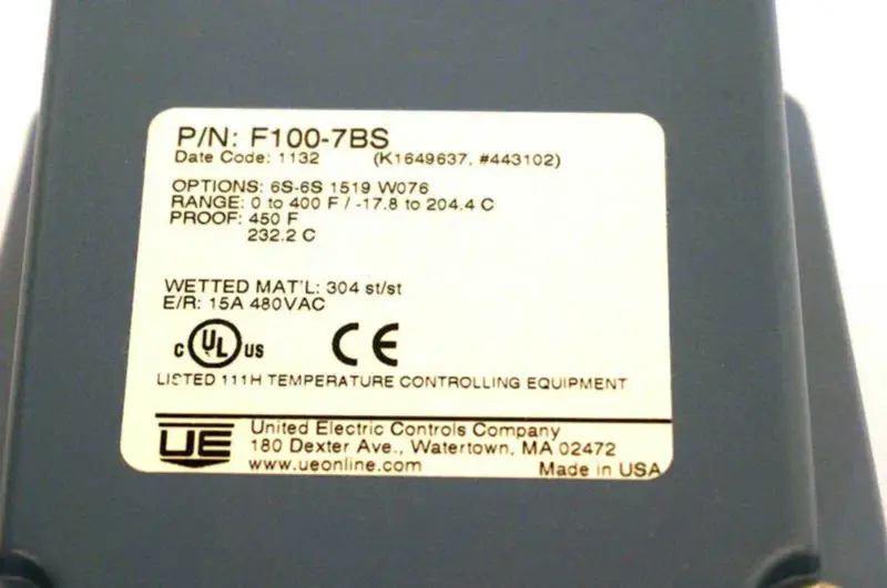 UNITED ELECTRIC F100-7BS