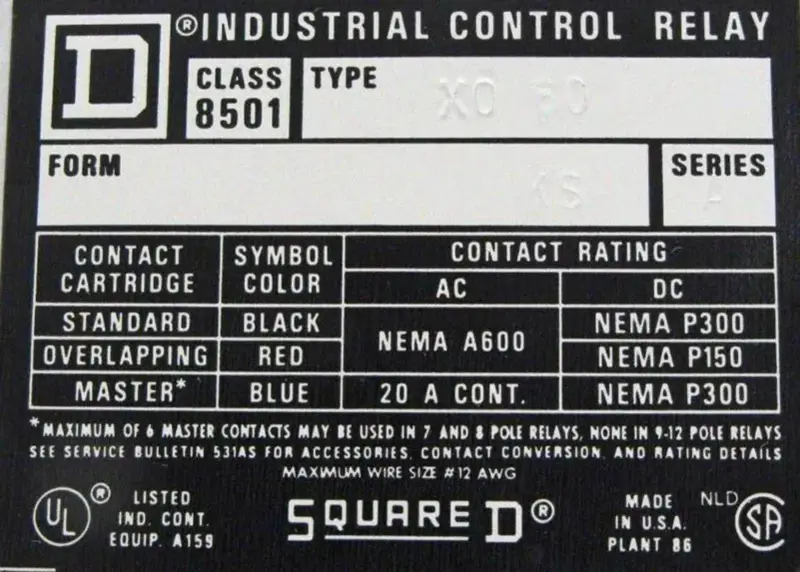 SQUARE D 8501-X0-60