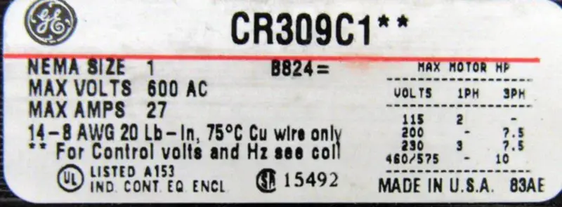 GENERAL ELECTRIC CR309C102