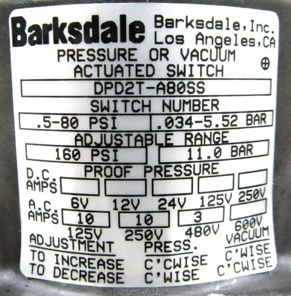 BARKSDALE DPD2T-A80SS