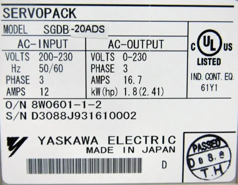 YASKAWA ELECTRIC SGDB-20ADS