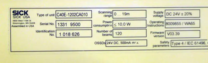 Sick Optic Electronic C40E-1202CA010