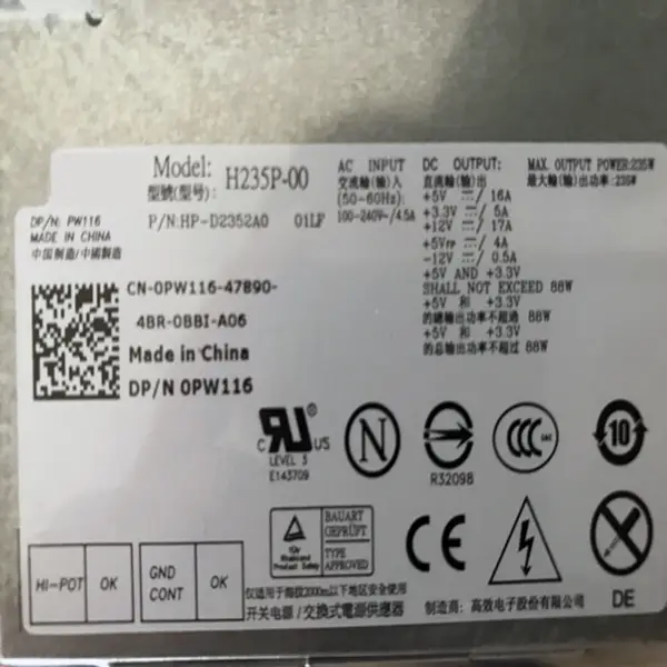 Zdroj napájení pro Dell OptiPlex 760 960 580 780SFF 235W napájecí zdroj AC235AS-00 PC9033 F235E-00 L235P-01 H235E-00