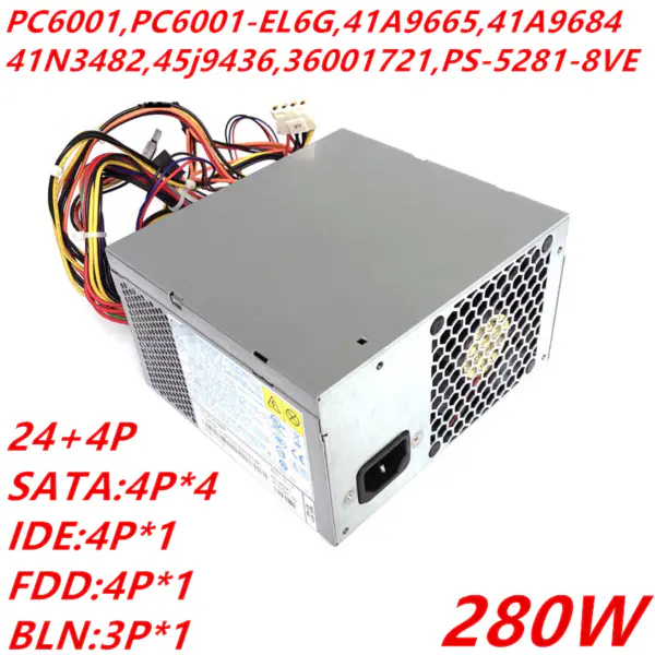 Zdroj napájení pro Lenovo IBM M58 A57 M57 A58 280W napájecí zdroj PC6001 41A9665 41A9684 41N3482 45j9436 36001721 PS-5281-8VE