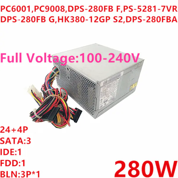 Zdroj napájení pro Lenovo M58 57 280W Napájecí zdroj PC6001 PC9008 DPS-280FB F PS-5281-8VE DPS-280FB G HK380-12GP S2 DPS-280FB A