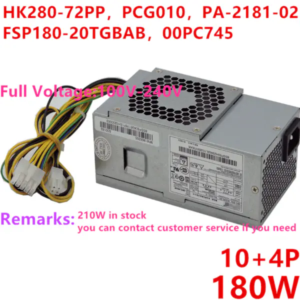 Zdroj napájení pro Lenovo 3060 G5060 E74S M9010 90 410 610 10Pin 180W napájecí zdroj HK280-72PP PCG010 PA-2181-02 FSP180-20TGBAB