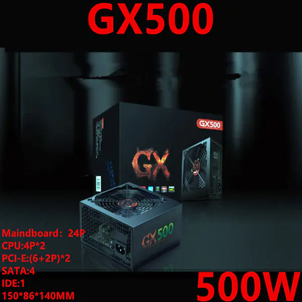Zdroj pro značku Huntkey ATX INTEL AMD Dorsal line Broad silence 1080GPU 500W Spínaný zdroj GX500