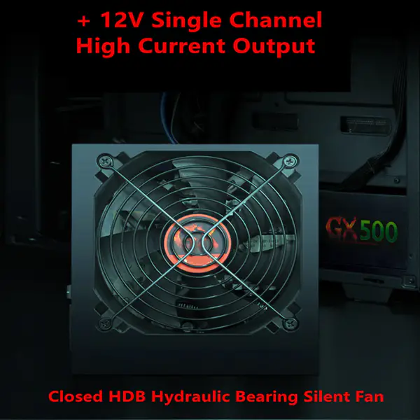Zdroj pro značku Huntkey ATX INTEL AMD Dorsal line Broad silence 1080GPU 500W Spínaný zdroj GX500
