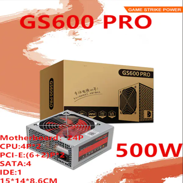 Zdroj napájení pro značku Huntkey Dvoujádrový vícejádrový procesor Stabilní podpora ztlumení podsvícení 500W napájecí zdroj GS600 PRO HK600-12FP