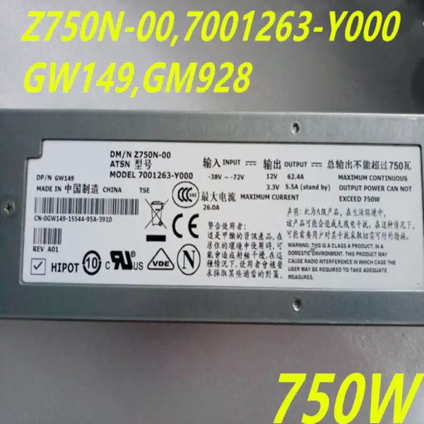 Zdroj napájení pro Dell 48V PE2950 750W spínaný zdroj napájení Z750N-00 7001263-Y000 0GW149 0GM928