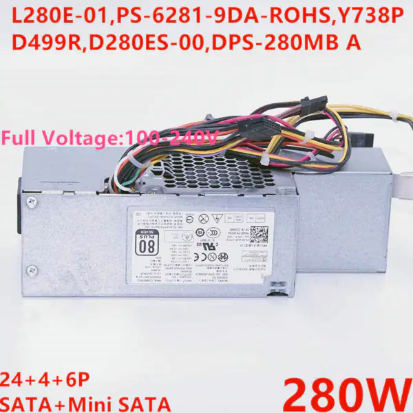 Dell OptiPlex XE 486 745 755 280W Napájecí zdroj L280E-01 PS-6281-9DA-ROHS Y738P D499R D280ES-00 DPS-280MB A