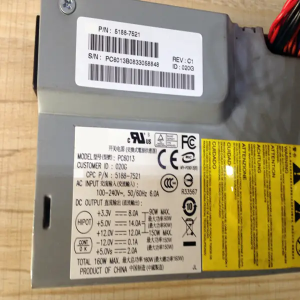 Napájecí zdroj HP S3518CN S3618CN 160W PC6012 PC6013 5188-7602 7520 7521 PS-5161-4HF DPS-160QB-1A PS-5151-08