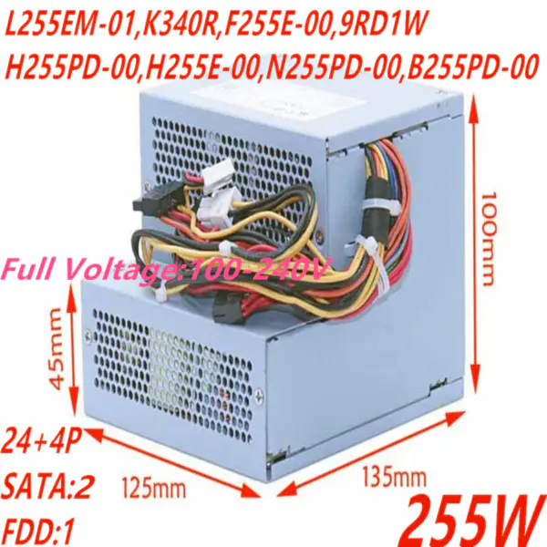Zdroj napájení pro Dell 580 760 780 980 255W napájecí zdroj L255EM-01 F255E-00 L255P-00 H255PD-00 H255E-00 N255PD-00 B255PD-00