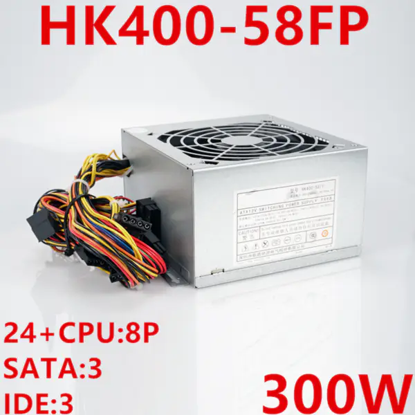 Napájecí zdroj pro značku Huntkey s jmenovitým výkonem 300 W a špičkovým 400W spínaným zdrojem HK400-58FP