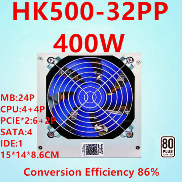 Napájecí zdroj pro Huntkey Brand Calm King Blue Diamond Edition GTX1060 80PLUS EU Napájecí zdroj 400W HK500-32PP