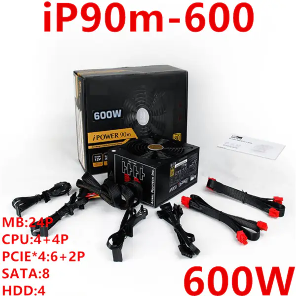Napájecí zdroj pro AcBel 80plus Gold Poloviční modul Mute Chicken Game Power Supply 600W Napájecí zdroj iP90m-600