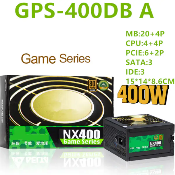 Zdroj napájení pro Delta Brand NX400 80plus Bronze Plně napěťový tichý herní hostitelský zdroj 400W Zdroj GPS-400DB A