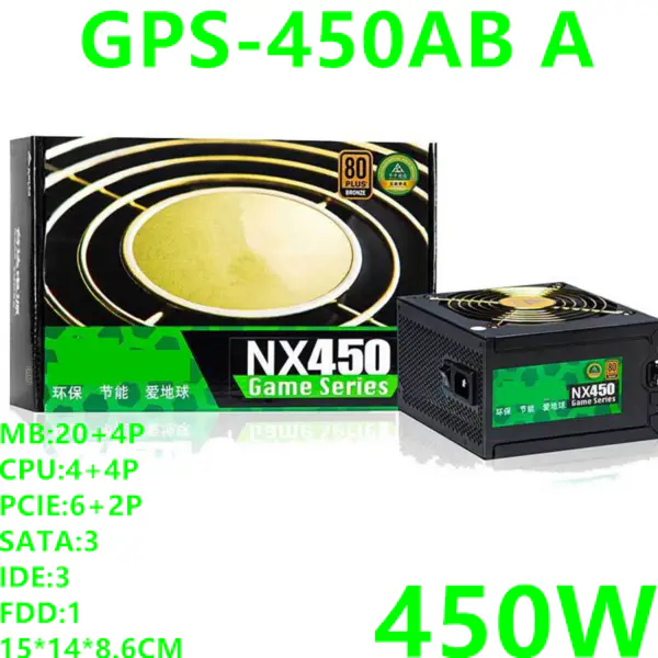 Napájecí zdroj pro herní počítač Delta Brand NX450 80plus Bronze s plným napětím Tichý herní zdroj 450W Napájecí zdroj GPS-450AB A