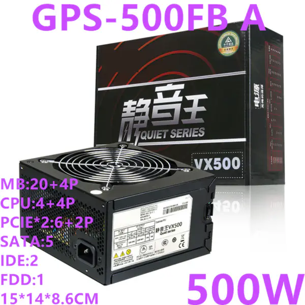 Zdroj napájení pro značku Delta VX500 ATX RTX2060 Mute Wide Napájecí zdroj pro stolní počítače s jmenovitým výkonem 500 W ve špičce 600 W Zdroj GPS-500FB A