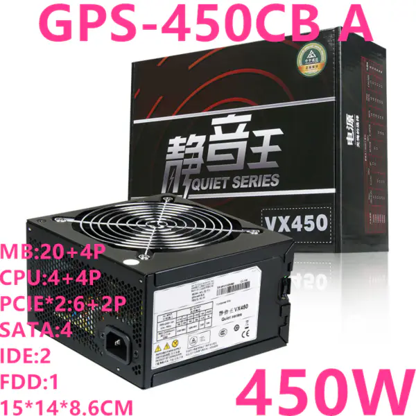 Delta Brand VX450 ATX GTX1060 Mute Wide Napájecí zdroj pro stolní počítače s jmenovitým výkonem 450 W ve špičce 550 W Zdroj GPS-450CB A