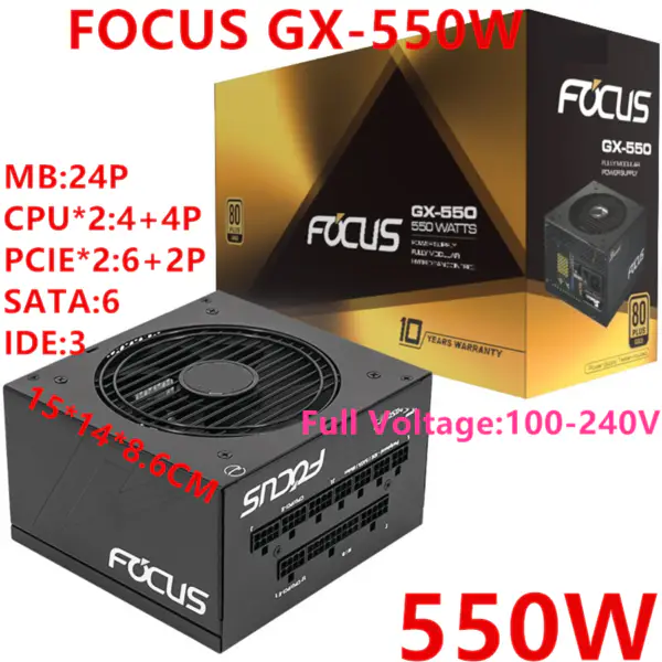 Napájecí zdroj pro SeaSonic 80plus Gold Full Module RX2070 RX5700 Jmenovitý výkon 550W Peak 650W Napájecí zdroj FOCUS GX-550W FOCUS+650FX