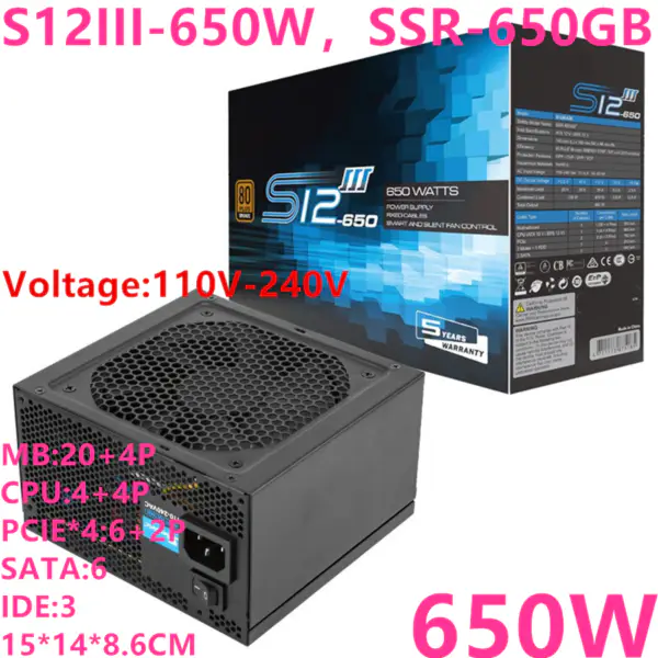 Zdroj napájení pro SeaSonic S12III-650W ATX 80plus Bronze Non Module 650W spínaný zdroj SSR-650GB